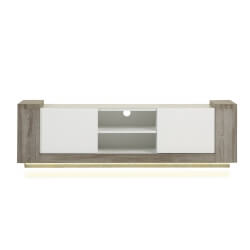 Meuble TV contemporain coloris blanc/truffe Delfin