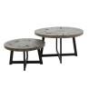 Tables basses industrielles en teck massif gris Noeline (lot de 2)