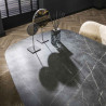 Table de salle à manger ovale moderne imitation marbre noir Mandy