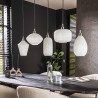 Suspension moderne 5 lampes en verre blanc Harizona