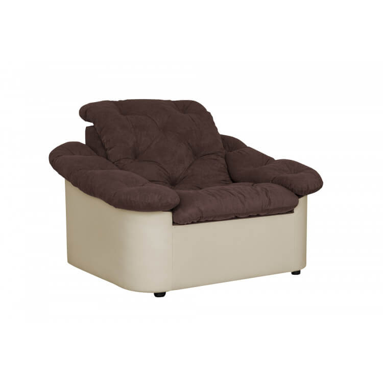 Fauteuil fixe tissu chocolat/ivoire Yolinda