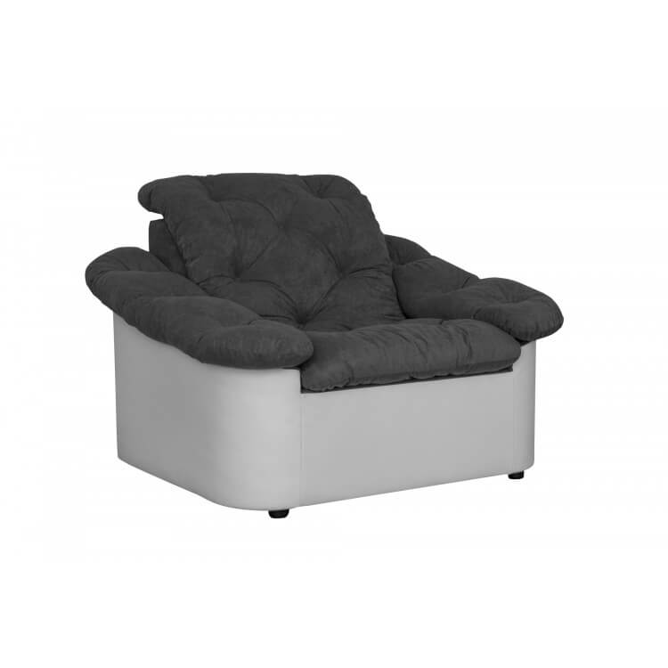 Fauteuil fixe tissu gris/blanc Yolinda