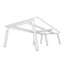 Bureau bench pieds bois massif 4 personnes Online K