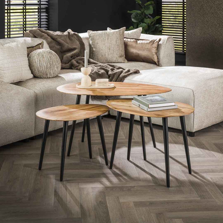 Tables basses style industriel en acacia massif naturel Blondie (lo...