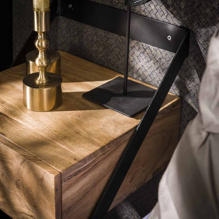 Lot de 2 chevets tables de nuit style bohème chic - 2 tiroirs - MDF