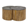 Tables basses industrielles en manguier massif et marbre Duo