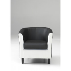 Fauteuil cabriolet en PU coloris noir et blanc Caurel