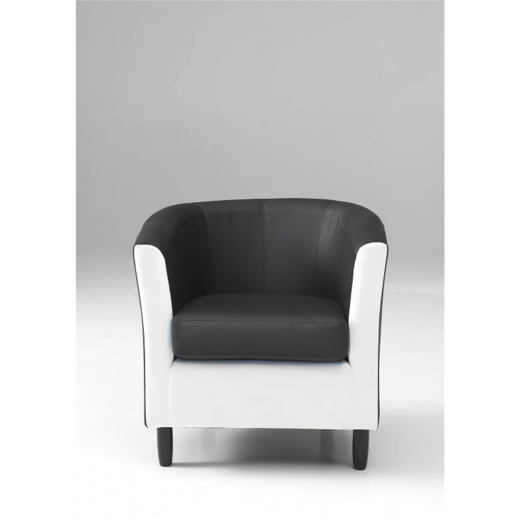 Fauteuil cabriolet en PU coloris noir et blanc Caurel