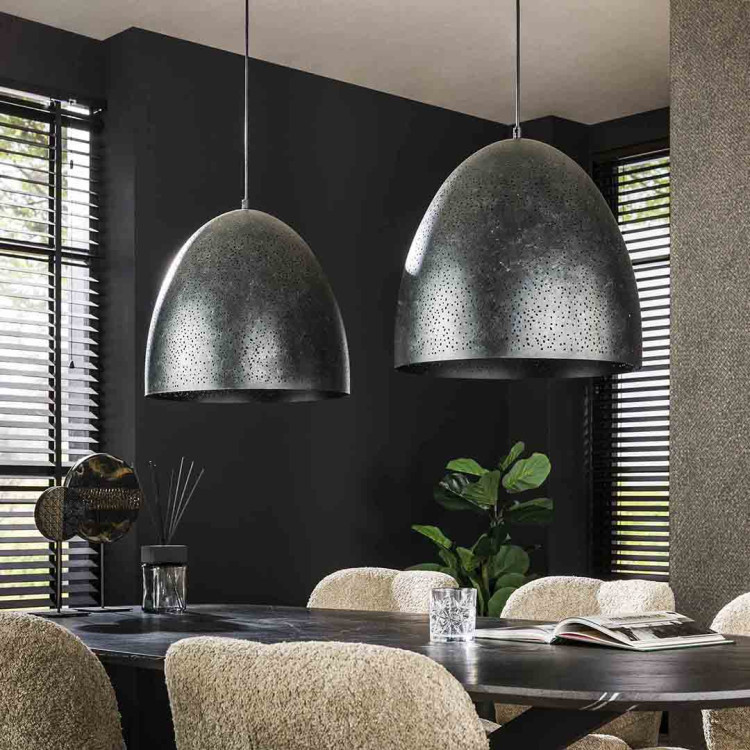 Suspension moderne 2 lampes en métal anthracite Cosmic