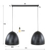 Suspension moderne 2 lampes en métal anthracite Cosmic