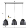 Suspension moderne 3 lampes en métal anthracite Cosmic