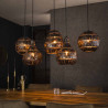 Suspension moderne 5 lampes en métal brun/noir Meredith