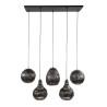 Suspension moderne 5 lampes en métal brun/noir Meredith