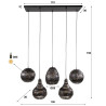 Suspension moderne 5 lampes en métal brun/noir Meredith