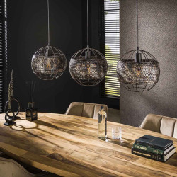 Suspension contemporaine 3 lampes en métal brun/noir Izzy