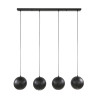 Suspension moderne 4 lampes rondes en métal noir Ziggy