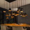 Suspension moderne 18 lampes en métal noir arctique Modus