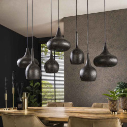 Suspension moderne 7 lampes en métal noir Ziggy