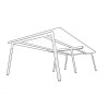 Bureau bench pieds bois massif 4 personnes Online O