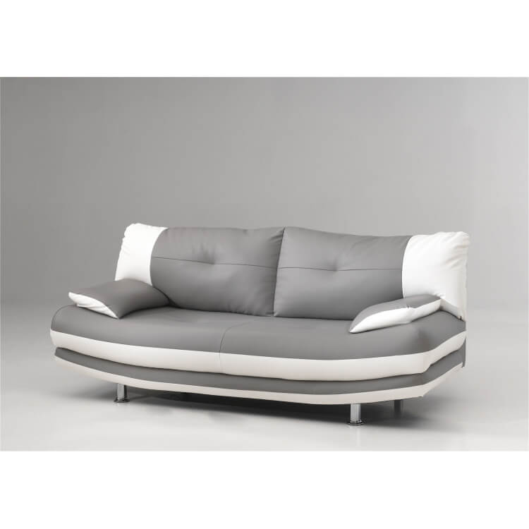 Canapé fixe design 3 places en PU coloris gris/blanc Felicia