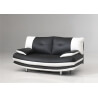 Canapé fixe design 2 places en PU coloris noir/blanc Felicia