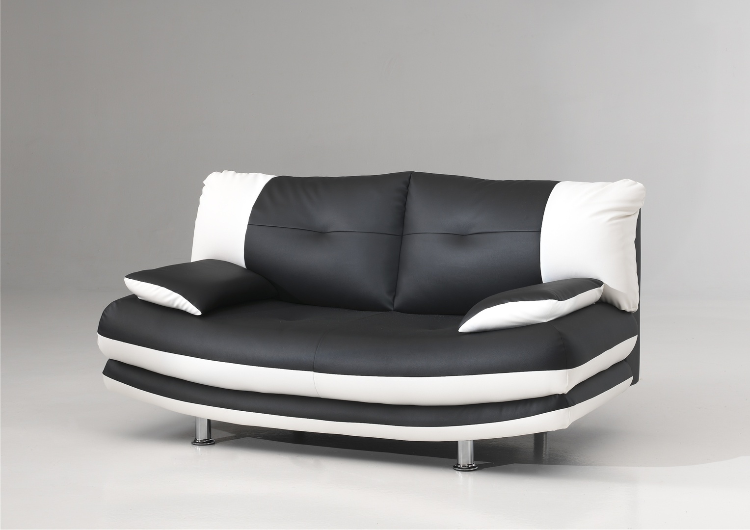 Canapé fixe design 2 places en PU coloris noir/blanc Felicia