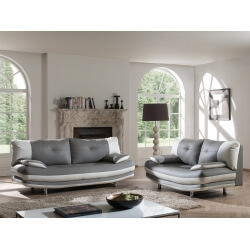 Salon fixe design 2 & 3 places en PU coloris gris/blanc Felicia