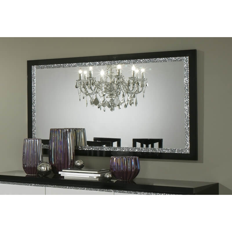 Miroir de salle à manger design 180 cm laqué noir Isabella | Matelpro