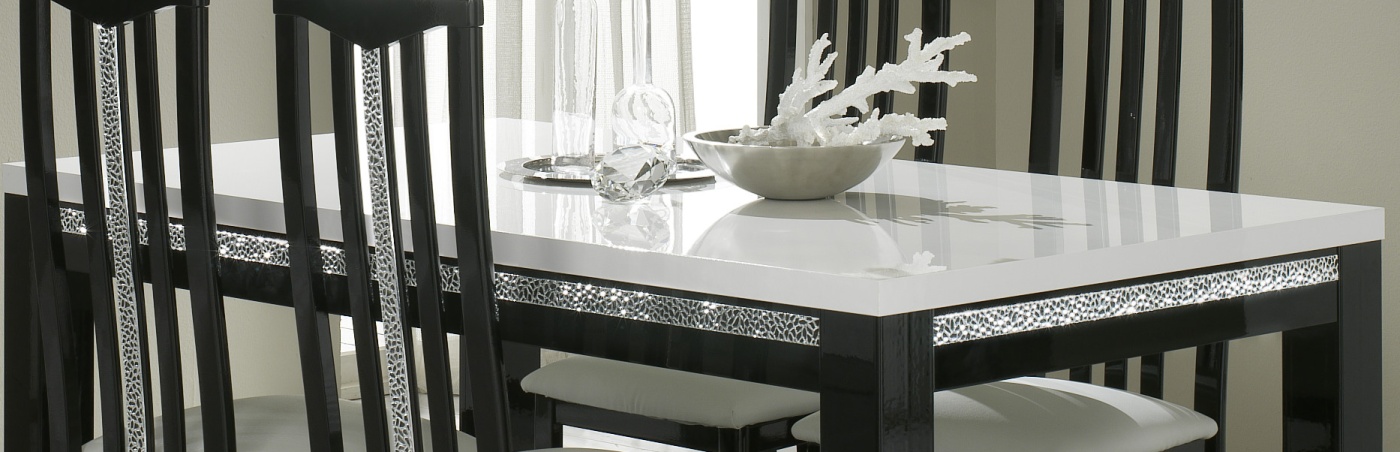 Salle à manger design laquée noire et blanche Isabella | Matelpro