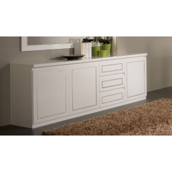 Buffet/bahut design 3 portes/3 tiroirs blanc laqué Pisco