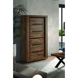 Meuble de rangement rustique chêne foncé Scoty