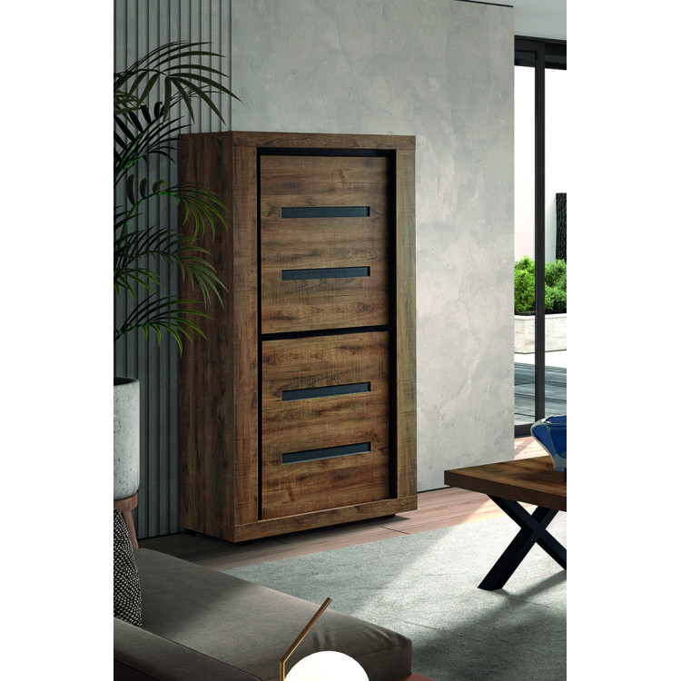 Meuble de rangement rustique chêne foncé Scoty