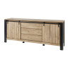 Buffet/bahut industriel 220 cm chêne/noir Simeo