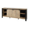 Buffet/bahut industriel 220 cm chêne/noir Simeo