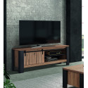 Meuble TV industriel 150 cm chêne/noir Simeo