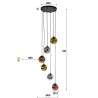 Suspension moderne 6 lampes en verre Steline