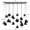 Suspension moderne 18 lampes en métal noir arctique Modus