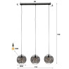 Suspension contemporaine 3 lampes en métal brun/noir Izzy