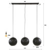 Suspension moderne 3 lampes rondes en métal noir Ziggy