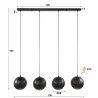 Suspension moderne 4 lampes rondes en métal noir Ziggy