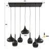 Suspension moderne 7 lampes en métal noir Ziggy