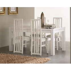Table de salle à manger design laquée blanche Pisco