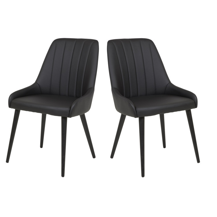 Chaise de salle à manger moderne en PU noir Arizona (lot de 2)