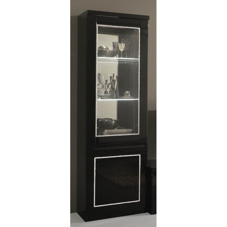 Vitrine design 1 porte laquée noire Talara