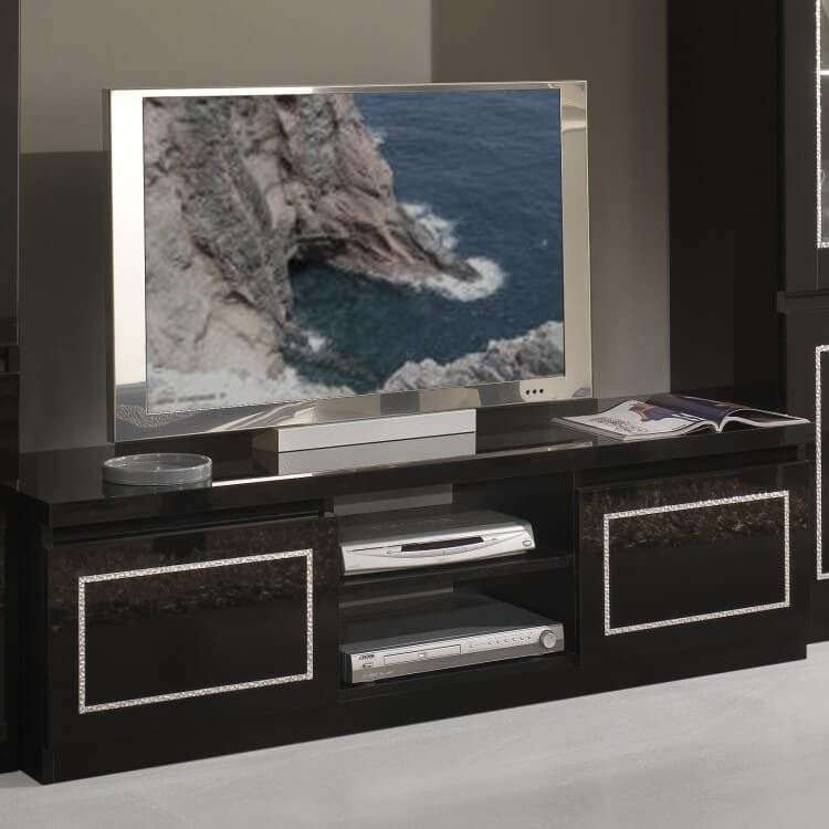 Meuble TV design laqué noir Talara