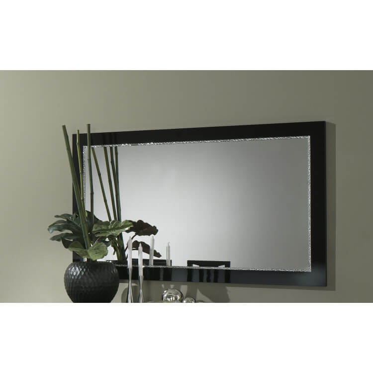 Miroir de salle à manger design 140 cm laqué noir Talara