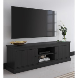 Meuble TV moderne 155 cm chêne noir Valeria