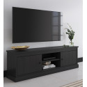 Meuble TV moderne 155 cm chêne noir Valeria