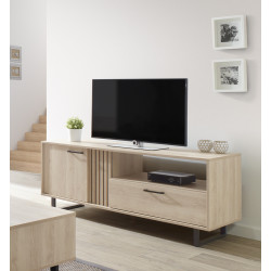 Meuble TV moderne 164 cm chêne sable Madera