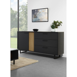 Buffet/bahut moderne 170 cm noir/chêne Madera